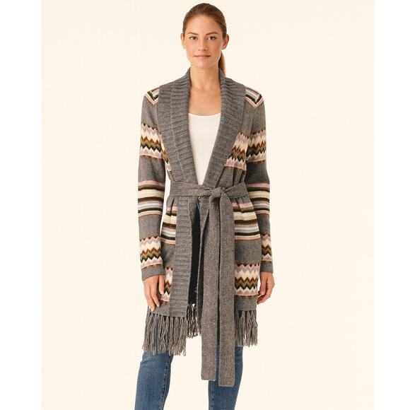 Carolina K Fringe Alpaca Cardigan Sweater XS Grey - Picture 1 of 6